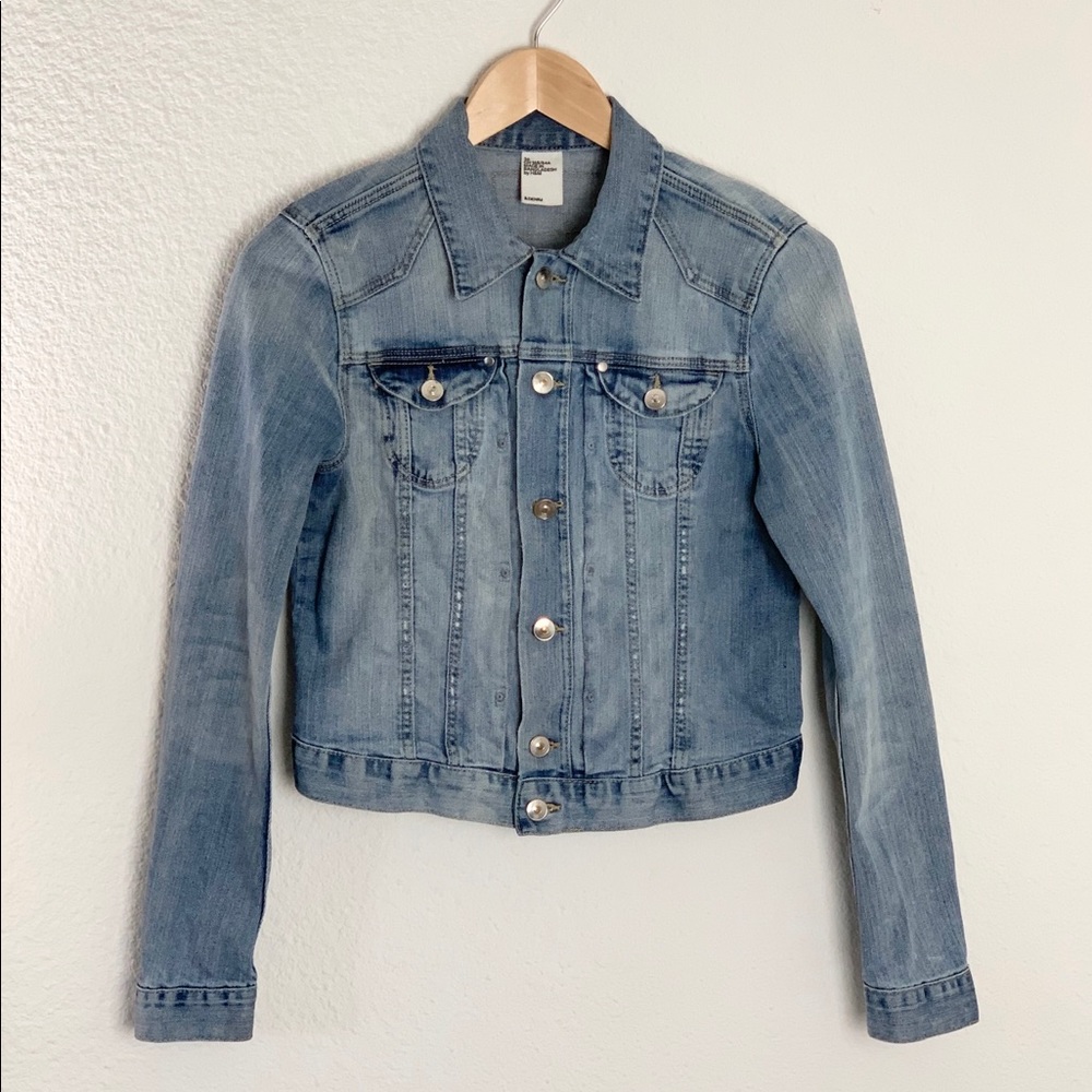H&M &Denim Light Blue Front Button Long Sleeve Denim Jacket